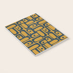 Mid Century Modern Piquet Abstract Multi Geometric Pattern in Dark Mustard and Navy Blue Notebook Gallery Image 3