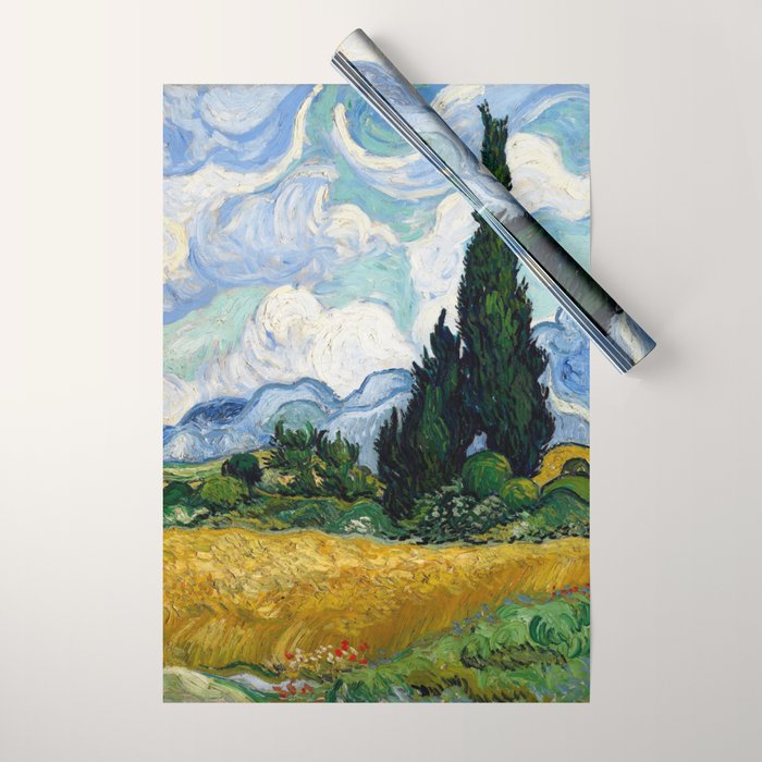 Wheat Field with Cypresses Wrapping Paper Gallery Image 1