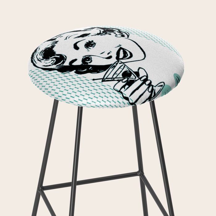 Mid-Century Modern Art Cocktail Teal Stool Gallery Image 2