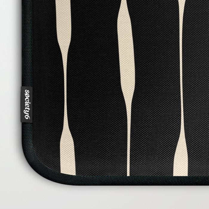 Threaded Stripes Painted Pattern in Black and Cream Laptop Sleeve Gallery Image 3