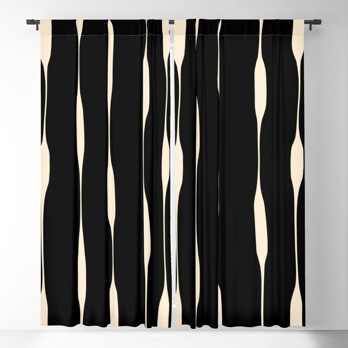 Threaded Stripes Painted Pattern in Black and Cream Window Curtain Gallery Image 5