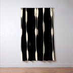 Threaded Stripes Painted Pattern in Black and Cream Window Curtain Gallery Image 3