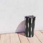 Threaded Stripes Painted Pattern in Black and Cream Travel Mug Gallery Image 4