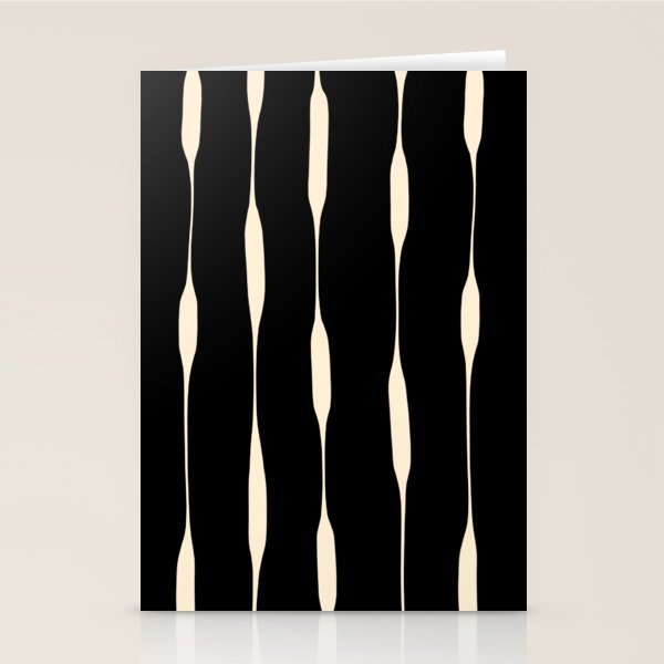 Threaded Stripes Painted Pattern in Black and Cream Stationery Card Gallery Image 2