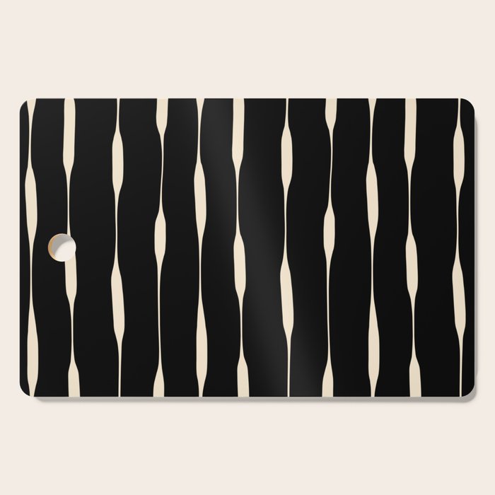 Threaded Stripes Painted Pattern in Black and Cream Cutting Board Gallery Image 1