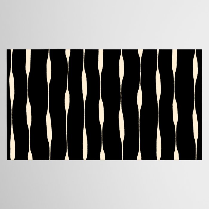 Threaded Stripes Painted Pattern in Black and Cream Tablecloth Gallery Image 2
