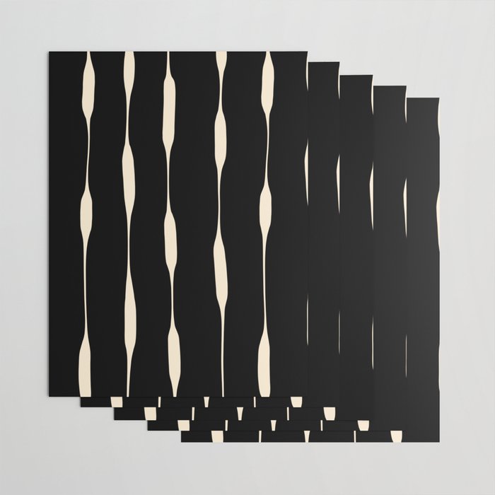 Threaded Stripes Painted Pattern in Black and Cream Wrapping Paper Gallery Image 3