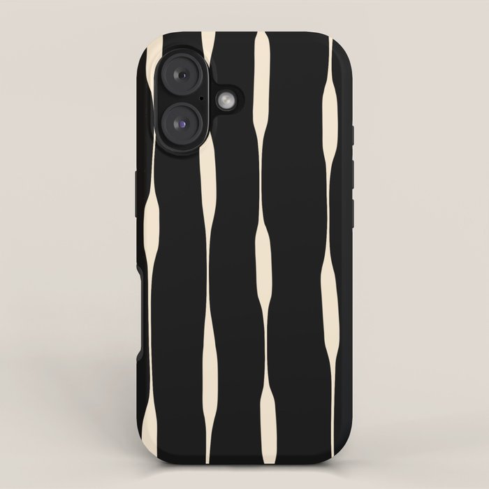Threaded Stripes Painted Pattern in Black and Cream iPhone Case Gallery Image 1