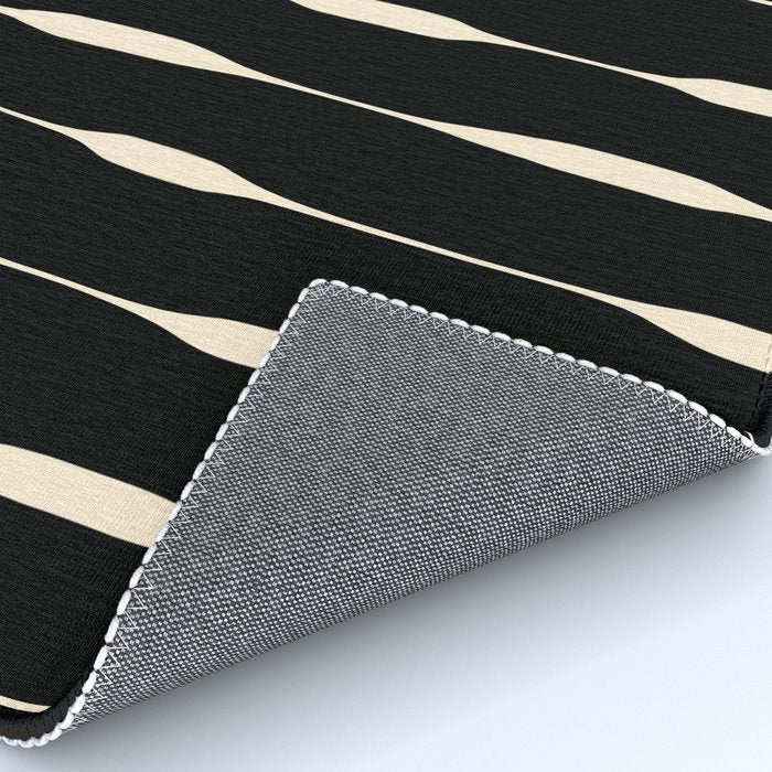 Threaded Stripes Painted Pattern in Black and Cream Rug Gallery Image 4