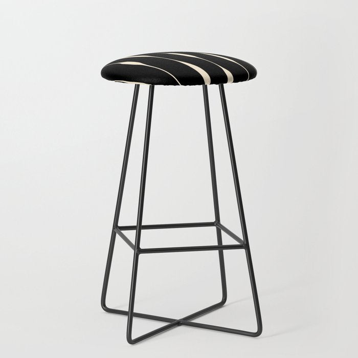 Threaded Stripes Painted Pattern in Black and Cream Stool Gallery Image 1