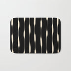 Threaded Stripes Painted Pattern in Black and Cream Bath Mat Gallery Image 1