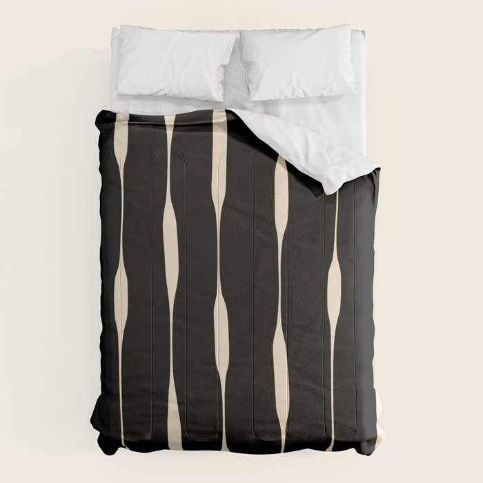 Threaded Stripes Painted Pattern in Black and Cream Comforter Gallery Image 1