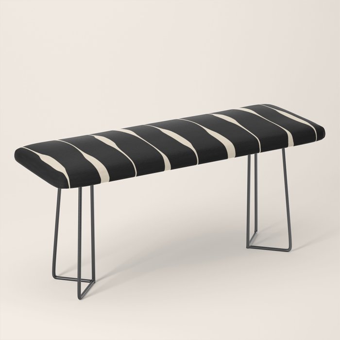 Threaded Stripes Painted Pattern in Black and Cream Bench Gallery Image 1