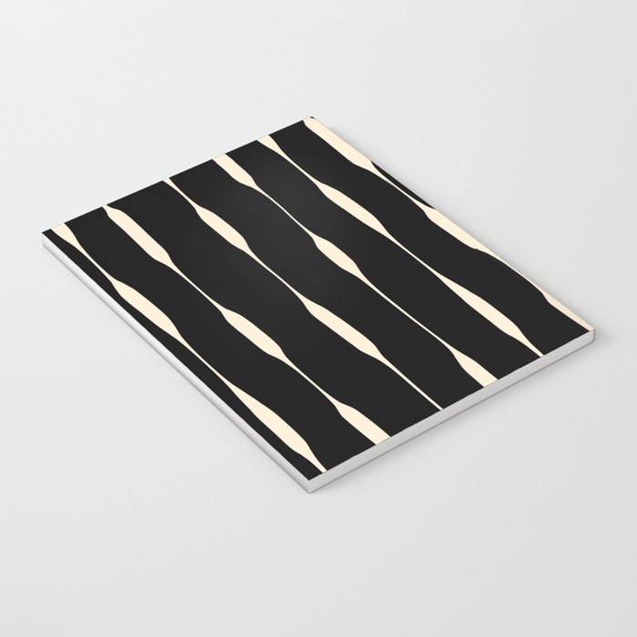 Threaded Stripes Painted Pattern in Black and Cream Notebook Gallery Image 3