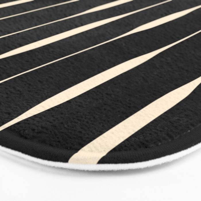 Threaded Stripes Painted Pattern in Black and Cream Bath Mat Gallery Image 3