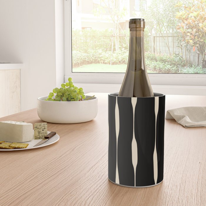 Threaded Stripes Painted Pattern in Black and Cream Wine Chiller Gallery Image 4