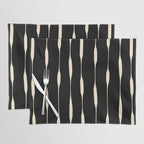 Threaded Stripes Painted Pattern in Black and Cream Placemat Gallery Image 1