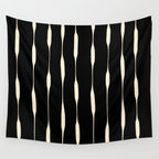 Threaded Stripes Painted Pattern in Black and Cream Wall Tapestry Gallery Image 4