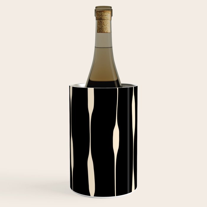 Threaded Stripes Painted Pattern in Black and Cream Wine Chiller Gallery Image 2