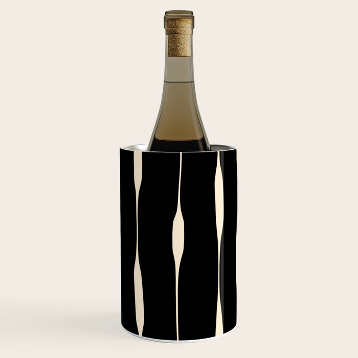 Threaded Stripes Painted Pattern in Black and Cream Wine Chiller Gallery Image 3