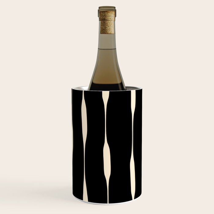 Threaded Stripes Painted Pattern in Black and Cream Wine Chiller Gallery Image 1