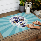 DÃ­a de Muertos â¢ Mexican Sugar Skull - Baby Blue Palette Outdoor Rug Gallery Image 2