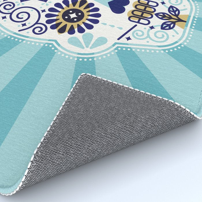 DÃ­a de Muertos â¢ Mexican Sugar Skull - Baby Blue Palette Rug Gallery Image 4