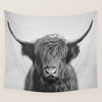 Highland Cow - Black & White Wall Tapestry Gallery Image 4