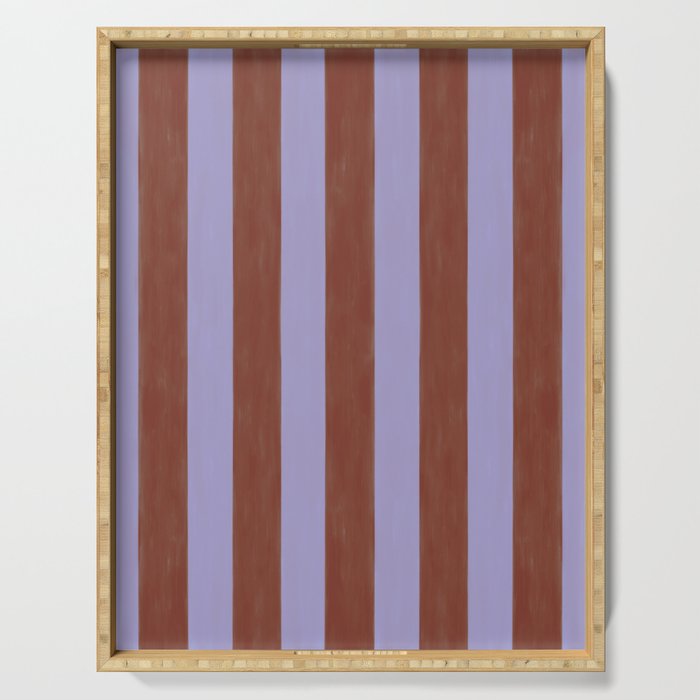 wide stripe in cacao Serving Tray Gallery Image 1
