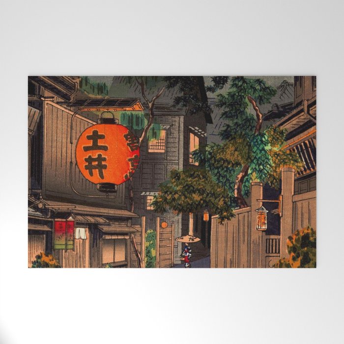 Evening At Ushigome By Tsuchiya Koitsu Welcome Mat Gallery Image 1