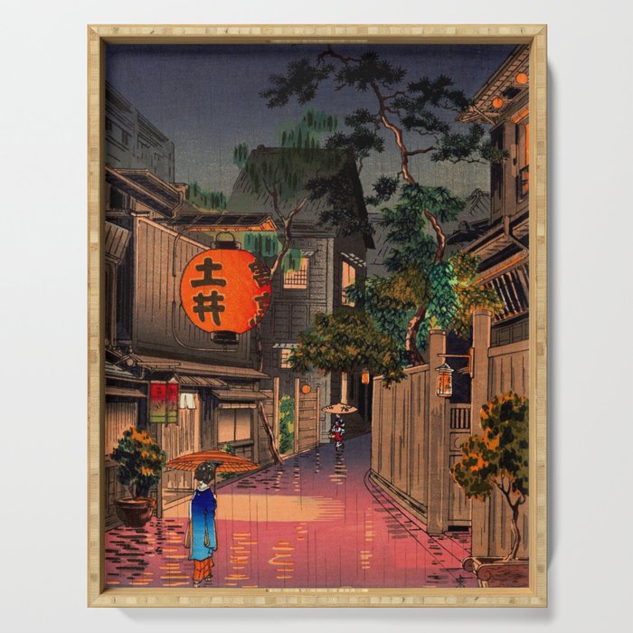 Evening At Ushigome By Tsuchiya Koitsu Serving Tray Gallery Image 1