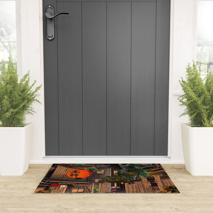 Evening At Ushigome By Tsuchiya Koitsu Welcome Mat Gallery Image 3