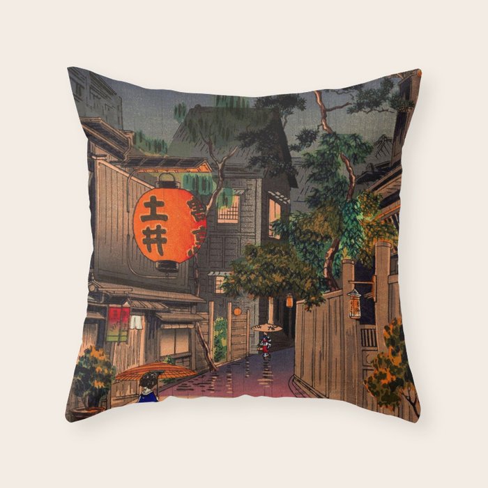 Evening At Ushigome By Tsuchiya Koitsu Throw Pillow Gallery Image 1
