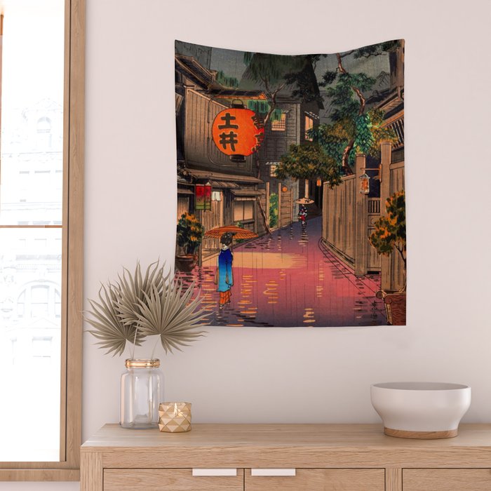 Evening At Ushigome By Tsuchiya Koitsu Wall Tapestry Gallery Image 2