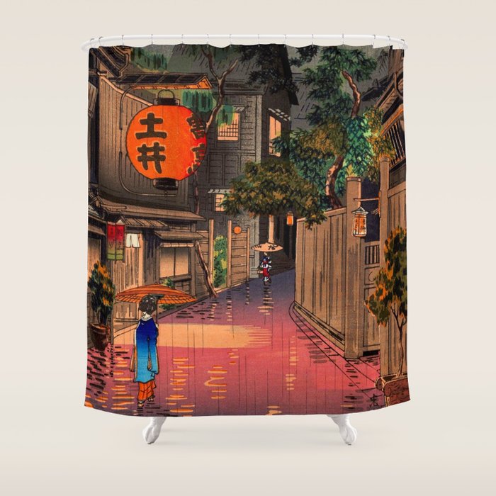 Evening At Ushigome By Tsuchiya Koitsu Shower Curtain Gallery Image 1