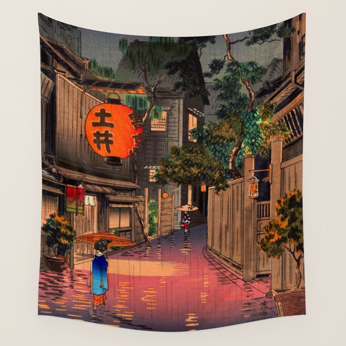 Evening At Ushigome By Tsuchiya Koitsu Wall Tapestry Gallery Image 4