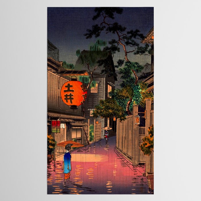 Evening At Ushigome By Tsuchiya Koitsu Tablecloth Gallery Image 2