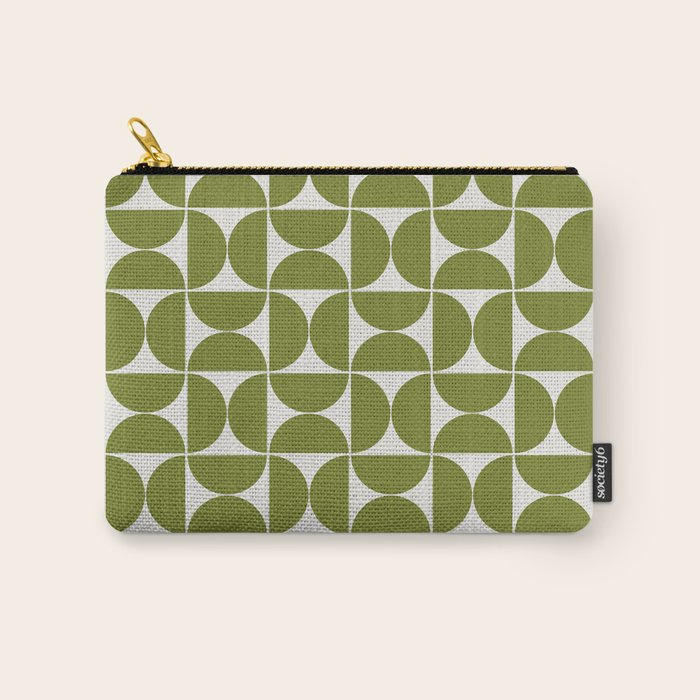 Mid-Century Modern Pattern No.29 Mini - Off-White and Green Carry All Pouch Gallery Image 1