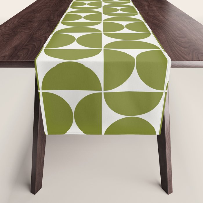 Mid-Century Modern Pattern No.29 Mini - Off-White and Green Table Runner Gallery Image 1