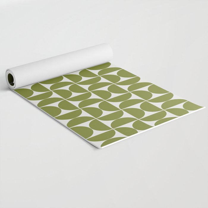 Mid-Century Modern Pattern No.29 Mini - Off-White and Green Yoga Mat Gallery Image 2