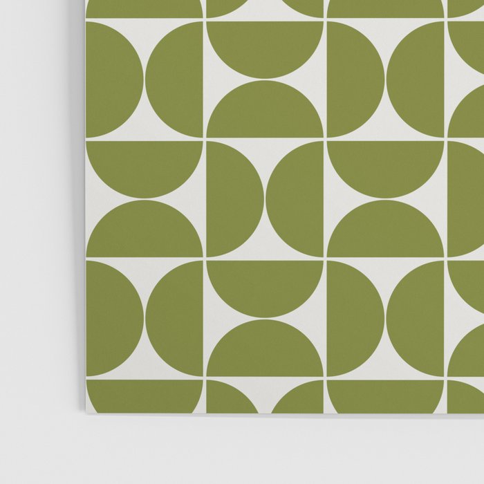 Mid-Century Modern Pattern No.29 Mini - Off-White and Green Poster Gallery Image 3