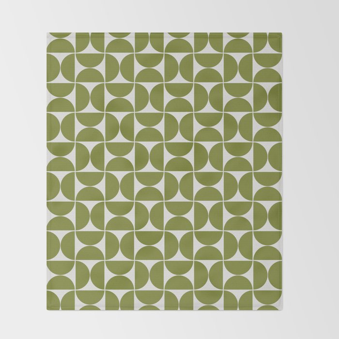 Mid-Century Modern Pattern No.29 Mini - Off-White and Green Throw Blanket Gallery Image 2