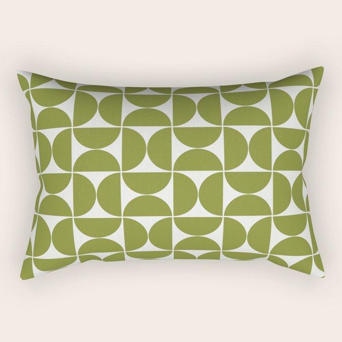 Mid-Century Modern Pattern No.29 Mini - Off-White and Green Rectangular Pillow Gallery Image 1