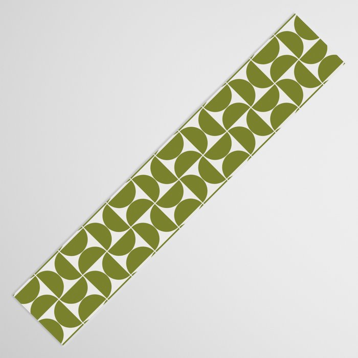 Mid-Century Modern Pattern No.29 Mini - Off-White and Green Table Runner Gallery Image 3