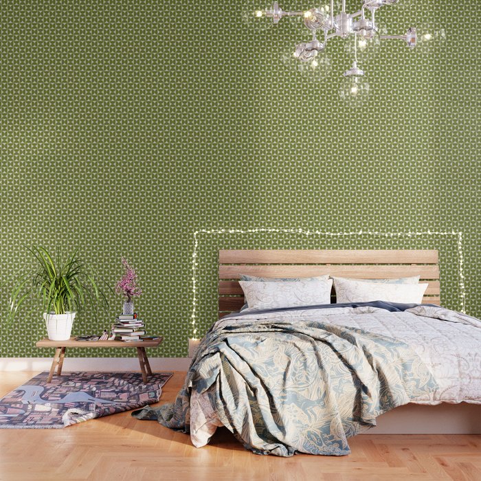 Mid-Century Modern Pattern No.29 Mini - Off-White and Green Wallpaper Gallery Image 3