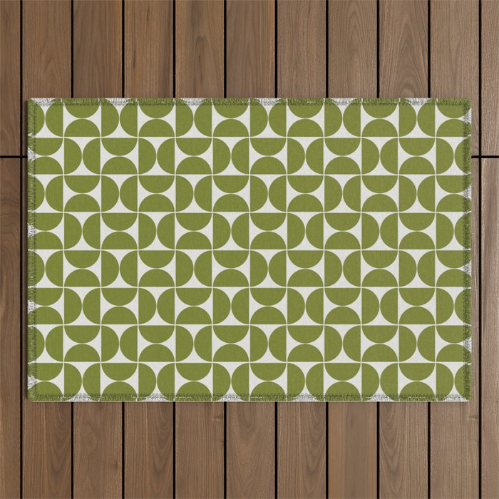 Mid-Century Modern Pattern No.29 Mini - Off-White and Green Outdoor Rug Gallery Image 1