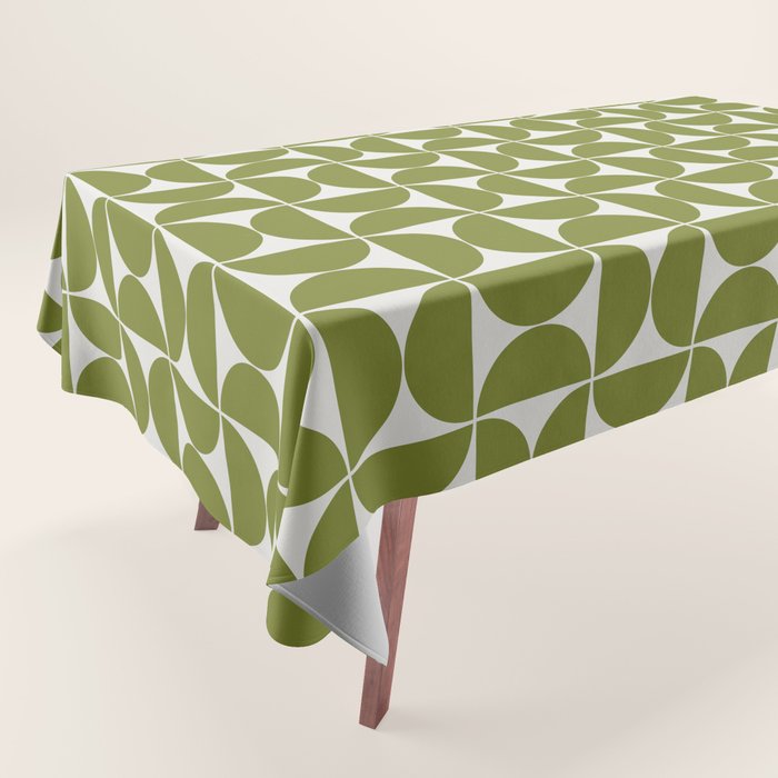 Mid-Century Modern Pattern No.29 Mini - Off-White and Green Tablecloth Gallery Image 1