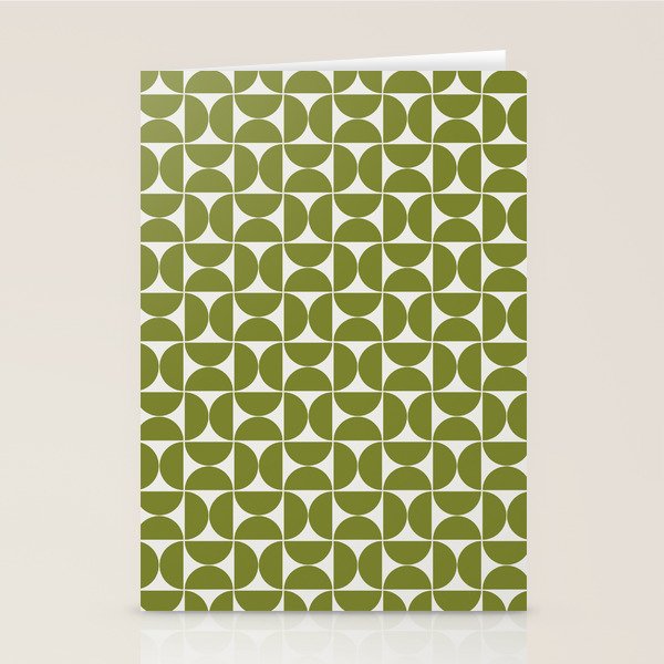 Mid-Century Modern Pattern No.29 Mini - Off-White and Green Stationery Card Gallery Image 1