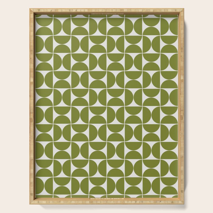 Mid-Century Modern Pattern No.29 Mini - Off-White and Green Serving Tray Gallery Image 1