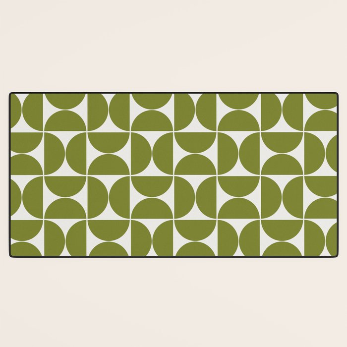 Mid-Century Modern Pattern No.29 Mini - Off-White and Green Desk Mat Gallery Image 3